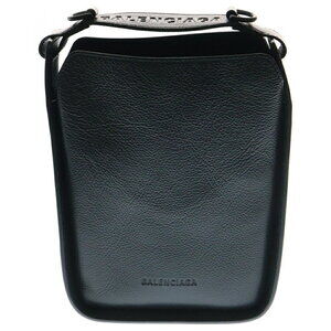BALENCIAGA North South Leather Shoulder Bag Black